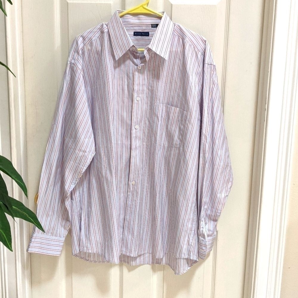 Nick Price Men's Striped Long Sleeve Button Down Shirt Size Lg